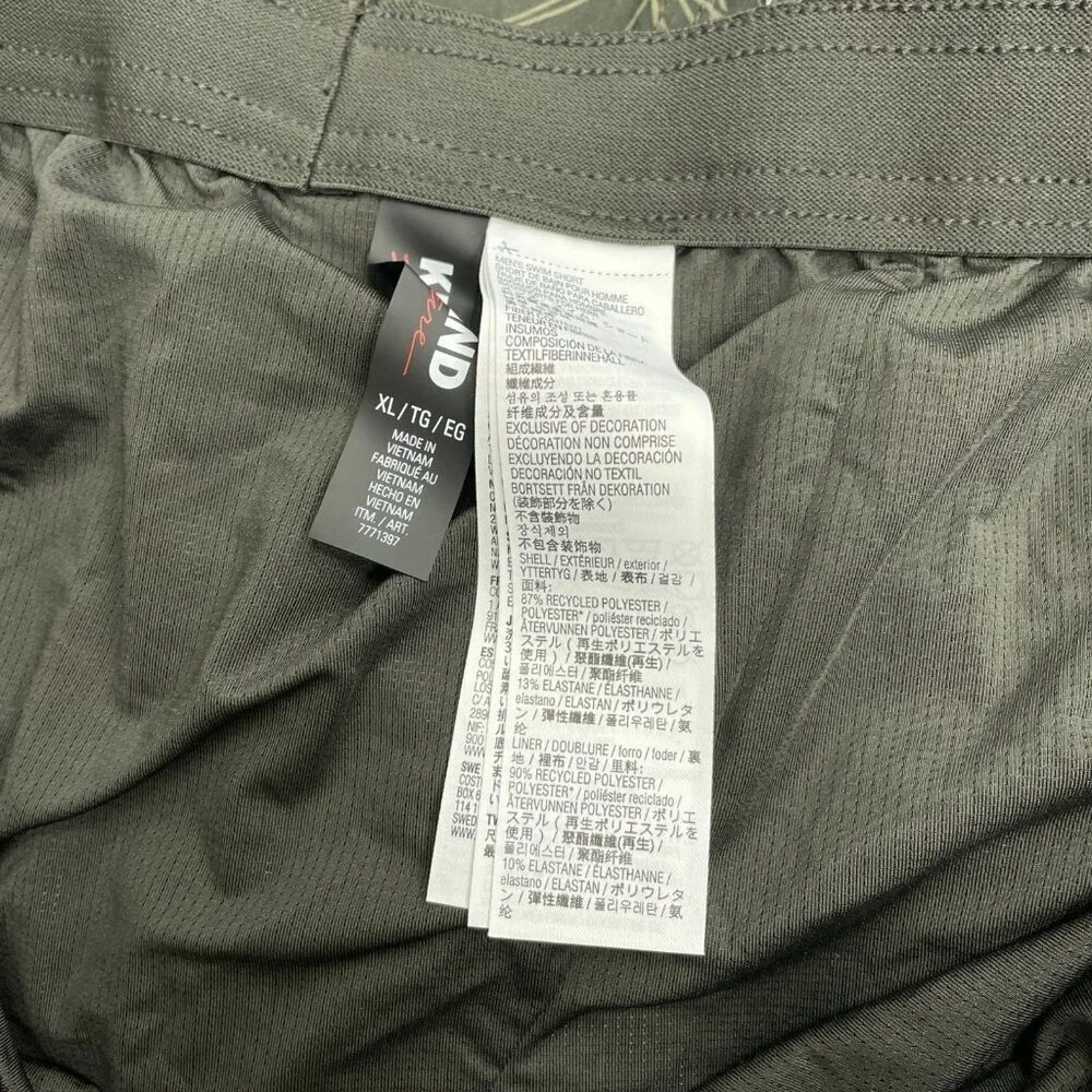 Kirkland Signature Men's XL Swim Trunk Olive Green Floral Print Quick Dry N0993